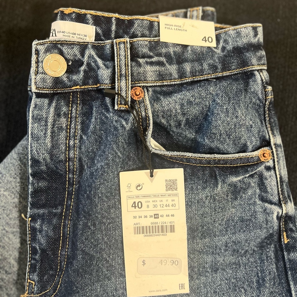 ZARA HIGH-RISE FULL LENGTH DARK WASH JEAN